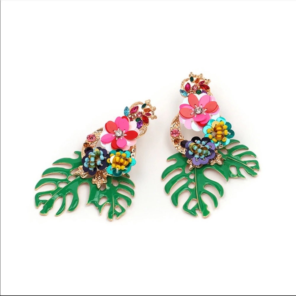 Zara Rio Monstera Earrings - Picture 3 of 7